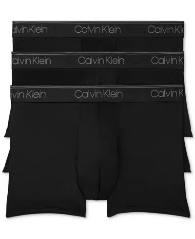 Calvin Klein Men's 3-pack Microfiber Stretch Low-rise Trunk Underwear In Black