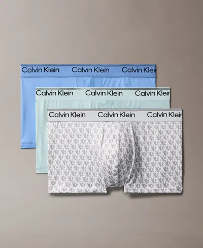Calvin Klein Men's 3-pack Microfiber Stretch Low-rise Trunk Underwear In Multi