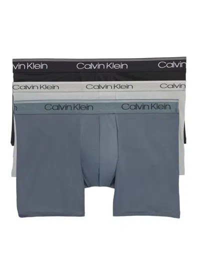 Calvin Klein Men's 3-pack Microfiber Stretch Low-rise Trunk Underwear In Black Turbulence Grey