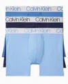 Calvin Klein Men's 3-pack Chromatic Microfiber Boxer Brief Underwear In Peacoat,delft,silver Lake Blue