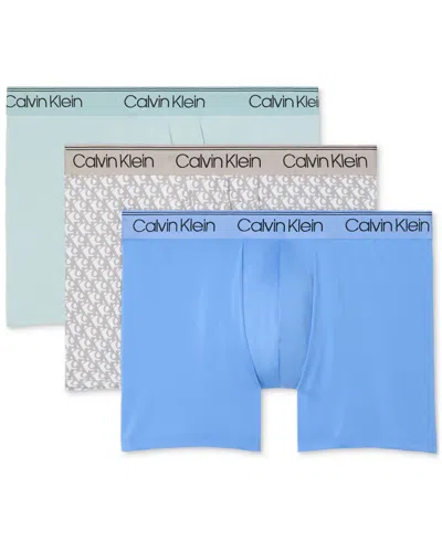 Calvin Klein Men's 3-pk. Micro Stretch Moisture-wicking Boxer Briefs In Blue