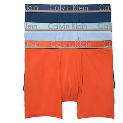 Calvin Klein Men's 3 Underwear Comfort Microfiber Boxer Briefs In Rapid Blue/estate Blue/oriole In Multi