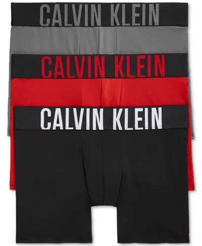Calvin Klein Men's 3-pack Intense Power Micro Boxer Briefs In Black,gray Sky,pompeian Red