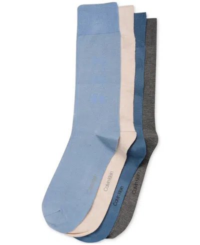 Calvin Klein Men's 4-pk. Crew Dress Socks In Blue Multi