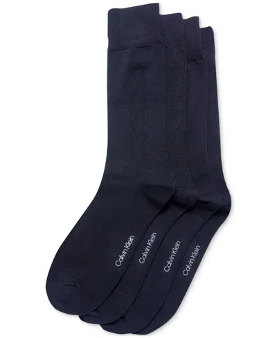 Calvin Klein Men's 4-pk. Crew Dress Socks In Dark Blue