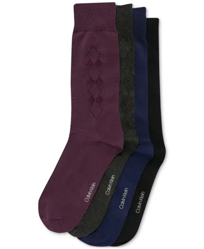 Calvin Klein Men's 4-pk. Crew Dress Socks In Purple Ass