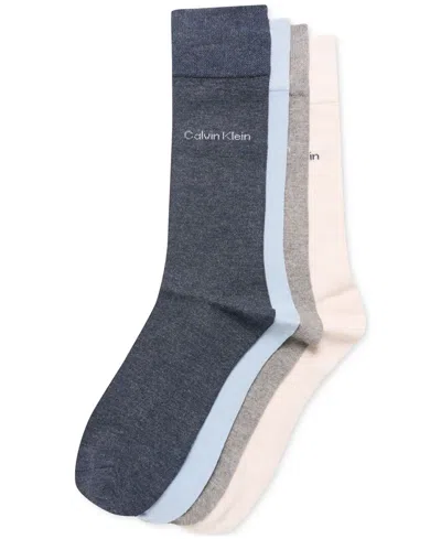 Calvin Klein Men's 4-pk. Flat-knit Crew Dress Socks In Blue