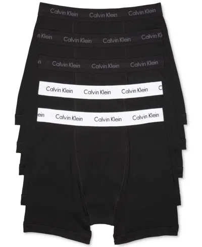 Calvin Klein Men's 5-pack Cotton Classic Boxer Briefs Underwear In All Black,black With White Waistband