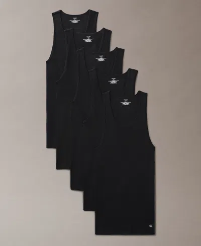 Calvin Klein Men's 5-pack Cotton Classics Tanks In Black