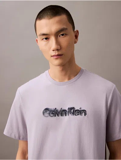 Calvin Klein Men's Airbrush Logo Graphic Relaxed T-shirt In Lilac Gray
