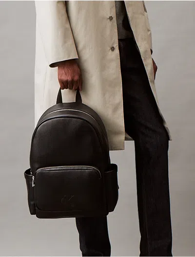 calvin klein mens leather backpack Men's Black Logo  Pavidas Country of origin Leather Backpack Bag Calvin Klein