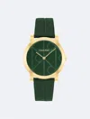 Calvin Klein Men's Allover Emblem Dial Leather Strap Watch In Green