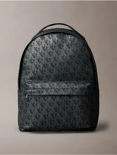 Calvin Klein Men's Allover Monogram Logo Backpack In Black