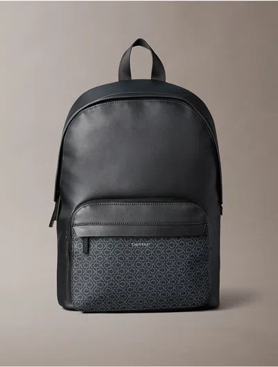 Calvin Klein Men's Allover Monogram Logo Backpack In Black