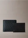 Calvin Klein Men's Allover Monogram Logo Matte Bifold Wallet + Card Case In Black