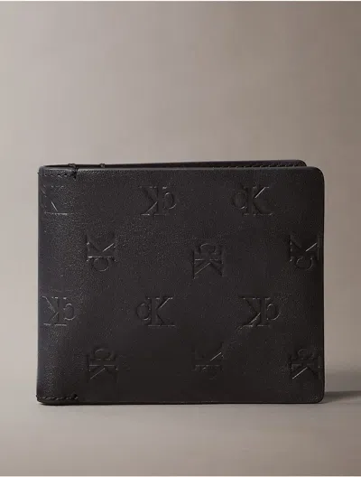 Calvin Klein Men's Allover Monogram Logo Bifold Wallet In Black