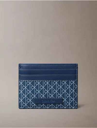 Calvin Klein Men's Allover Monogram Logo Card Case In Blue