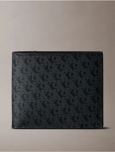 CALVIN KLEIN MEN'S ALLOVER MONOGRAM LOGO MATTE BIFOLD WALLET
