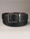 Calvin Klein Men's Allover Monogram Logo Reversible Harness Buckle Belt In Black