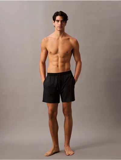 Calvin Klein Men's Allover Monogram Logo Swim Shorts In Black