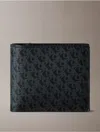 Calvin Klein Men's Allover Monogram Logo Matte Bifold Wallet In Black