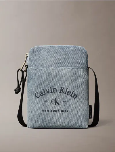 Calvin Klein Men's Arch Logo Denim Reporter Bag In Blue