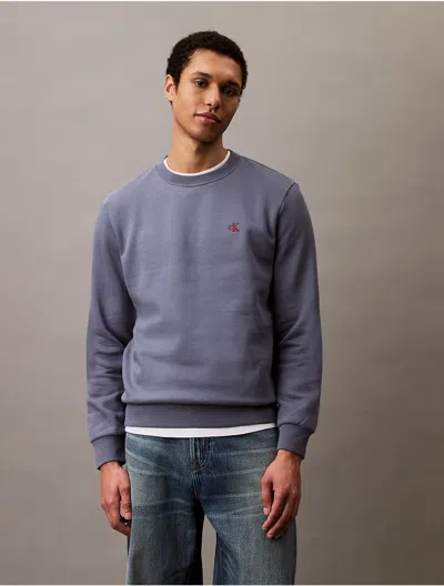 Calvin Klein Men's Archive Logo Fleece Crewneck Sweatshirt In Grisaille