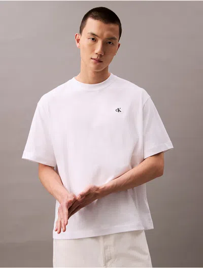 Calvin Klein Men's Archive Logo Relaxed Crewneck T-shirt In Brilliant White