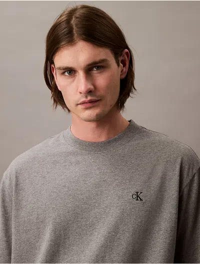 Calvin Klein Men's Archive Logo Relaxed Crewneck T-shirt In Gray
