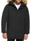 Calvin Klein Men's Arctic Faille Faux Fur Hooded Jacket In Black