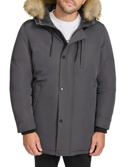 Calvin Klein Men's Arctic Faille Parka Jacket In Iron