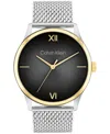 Calvin Klein Men's Ascend Two-tone Stainless Steel Mesh Bracelet Watch 43mm In Silver