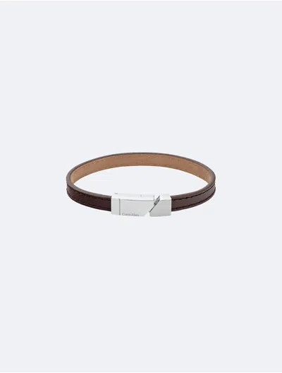 Calvin Klein Men's Asymmetric Tag Leather Bracelet