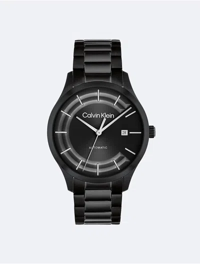 Calvin Klein Men's Automatic H-link Bracelet Watch In Black