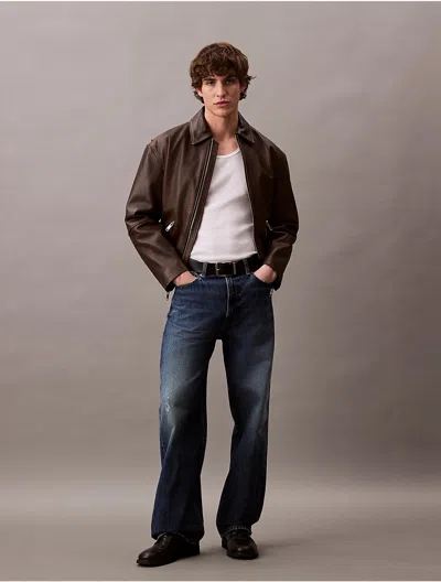 Calvin Klein Men's Baggy Fit Jeans In Faded Ck Blue