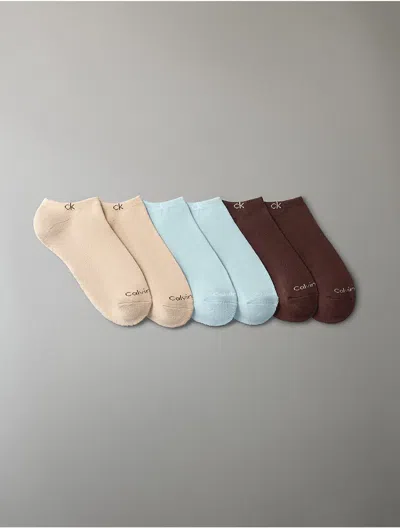 Calvin Klein Men's Basic Cushion 6-pack No Show Socks In Brown Assorted