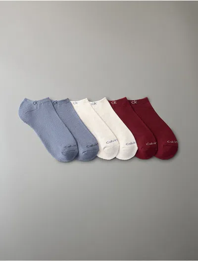 Calvin Klein Men's Basic Cushion No Show 6-pack Socks In Dark Blue Assorted
