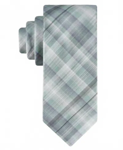Calvin Klein Men's Bella Plaid Tie In Sage Green In Multi