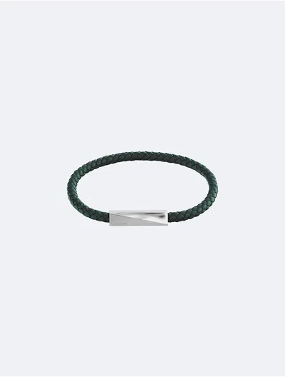 Calvin Klein Men's Beveled Id Leather Bracelet