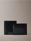 Calvin Klein Men's Bifold Wallet And Embossed Monogram Logo Card Case Set In Black