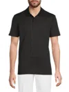 Calvin Klein Men's Linen Blend Classic Polo Shirt In Black Beauty