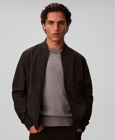 Calvin Klein Men's Birdseye Round Collar Bomber Jacket In Black