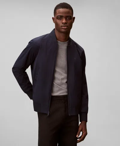 Calvin Klein Men's Birdseye Round Collar Bomber Jacket In Blue