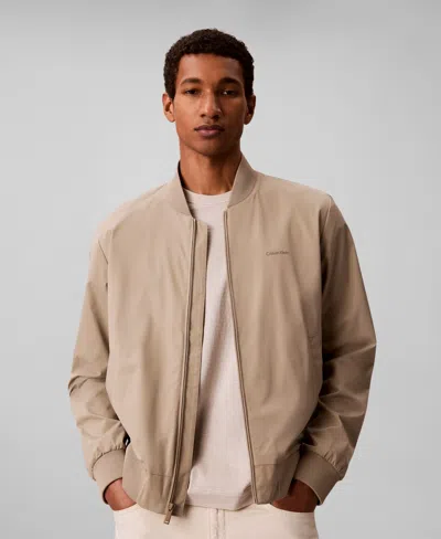 Calvin Klein Men's Birdseye Round Collar Bomber Jacket In Brown