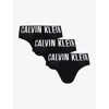 CALVIN KLEIN CALVIN KLEIN MEN'S BLACK, BLACK, BLACK LOGO-WAISTBAND PACK OF THREE RECYCLED COTTON-BLEND BRIEFS