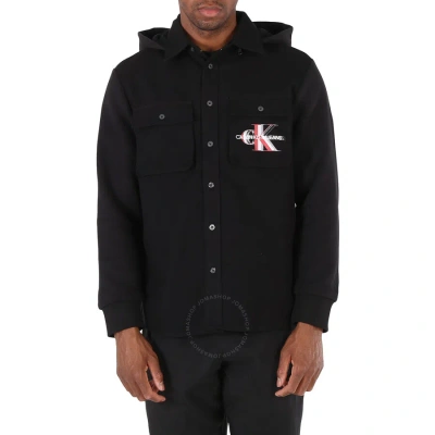 Calvin Klein Men's Black Fleece Hooded Overshirt