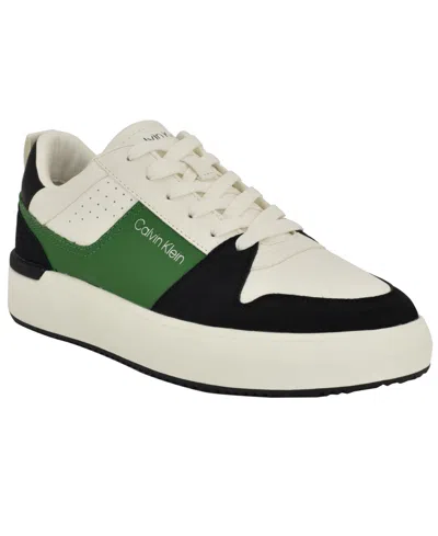 Calvin Klein Men's Blayne Casual Lace-up Sneakers In Black,green