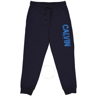 Calvin Klein Men's Blue Cotton-blend Logo Sweat Pants