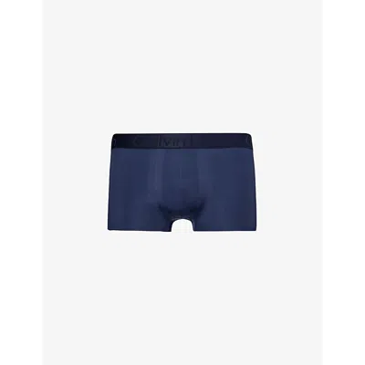 Calvin Klein Mens Blue Shadow Branded-waistband Low-rise Stretch-woven Trunks