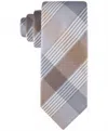 Calvin Klein Men's Bold Block Check Tie In Taupe In Multi